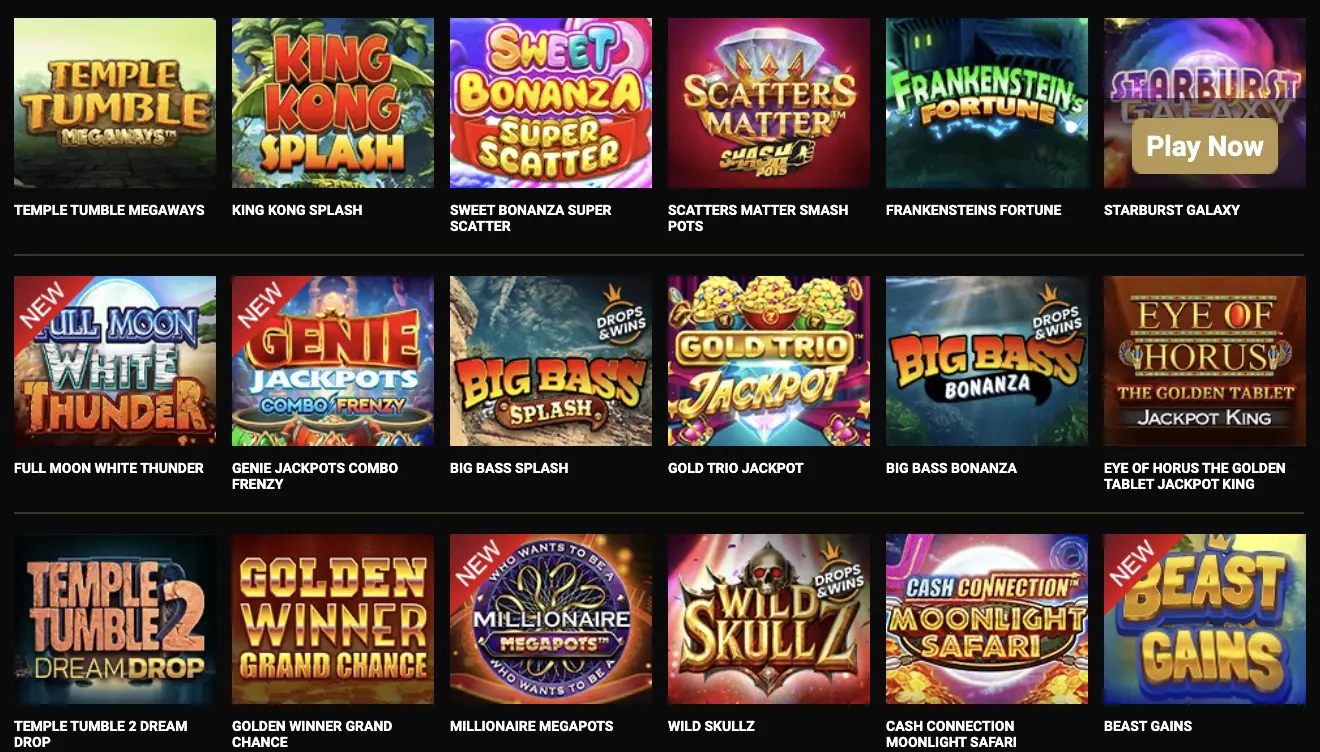 Mega Riches Game Selection